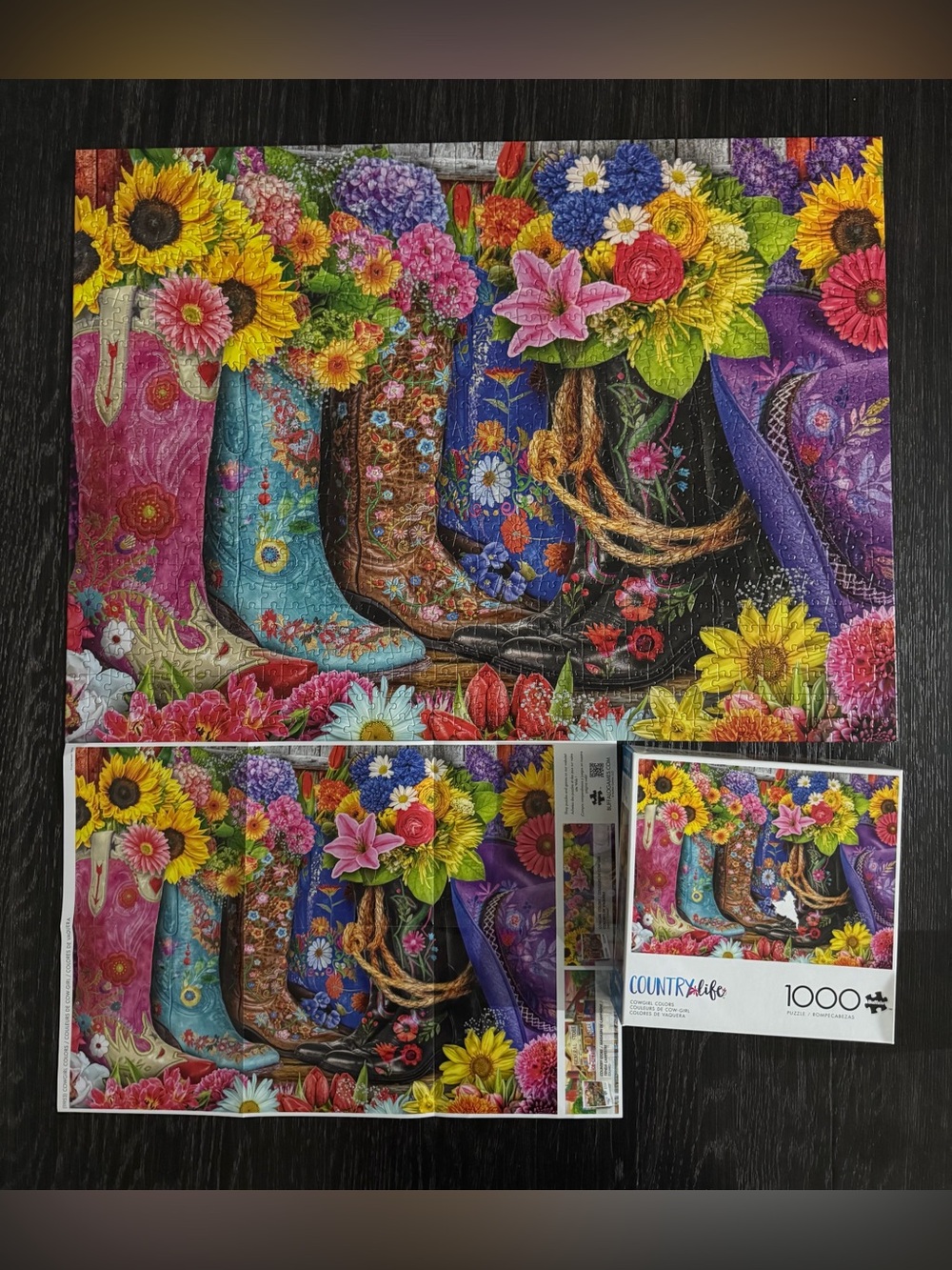 Colorful Floral Cowboy Boot Puzzle Artwork